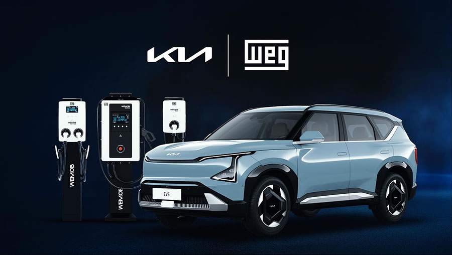 Kia Brasil fecha acordo com a WEG para fornecimento de solu&ccedil;&otilde;es de recarga ao EV5