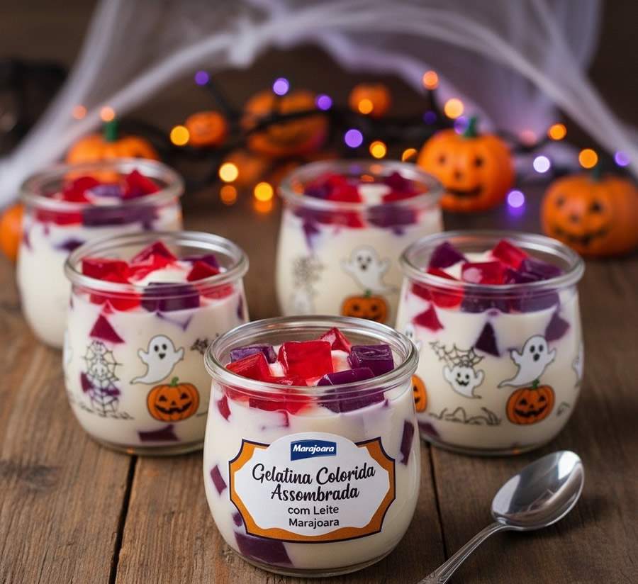 Gelatina Colorida Assombrada com Leite Marajoara - Imagem gerada por Inteligencia Artificial