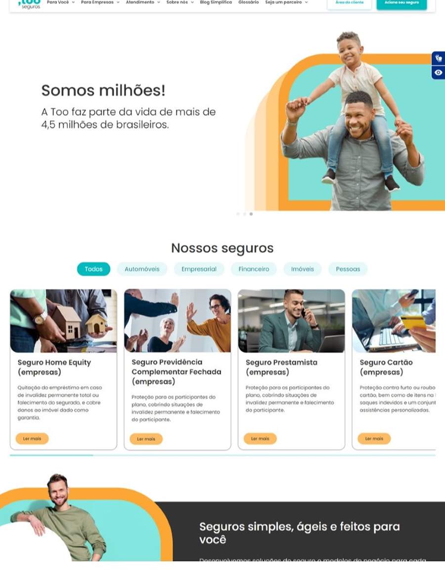 Too Seguros lan&ccedil;a novo site com foco na experi&ecirc;ncia do usu&aacute;rio