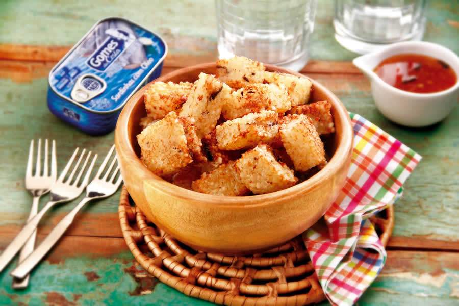 Gomes da Costa: Quadradinhos de tapioca com sardinha + 2 receitas