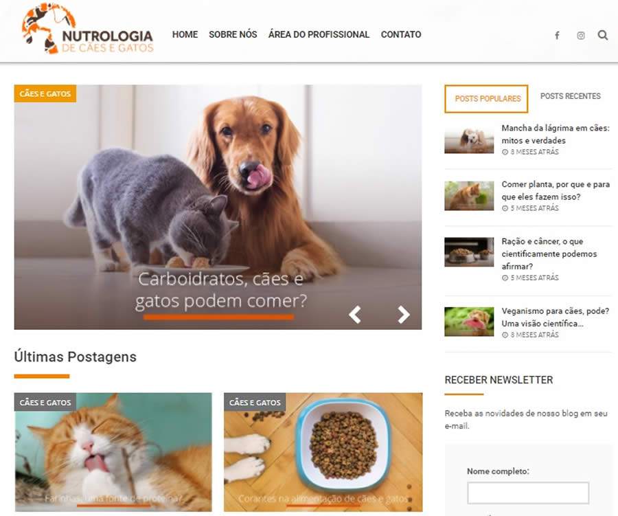 Especialistas brasileiros lançam blog para ampliar a comunicação com a sociedade sobre nutrição de cães e gatos