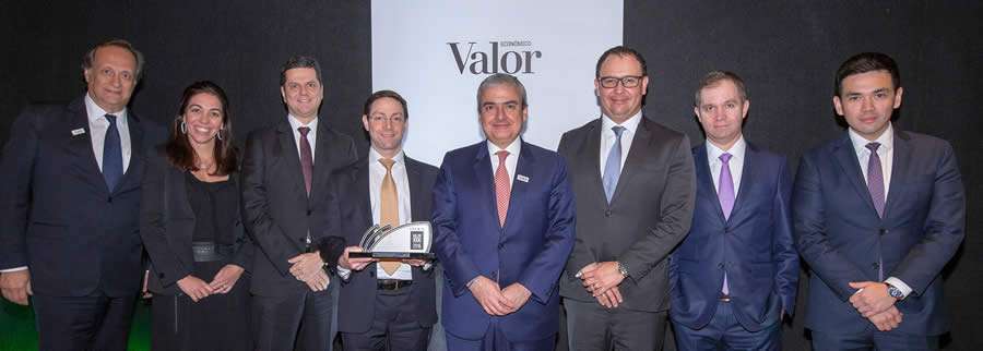 Ivan Gontijo, diretor-geral do Grupo Bradesco Seguros; Francine Agra, gerente de Desenvolvimento Imobiliário da BSP; Bruno Torres e Silva, gerente Jurídico da BSP; Daniel Tencer, superintendente executivo da BSP; Vinicius Albernaz, presidente do Grupo Bradesco Seguros e diretor-presidente da BSP; Helcio Asche; superintendente de engenharia e arquitetura da BSP; Fernando Fernandez, gerente de Controladoria, Planejamento e Estruturação da BSP; e Bento Maciel Takahashi, gerente de gestão de portfólio comercial da BSP