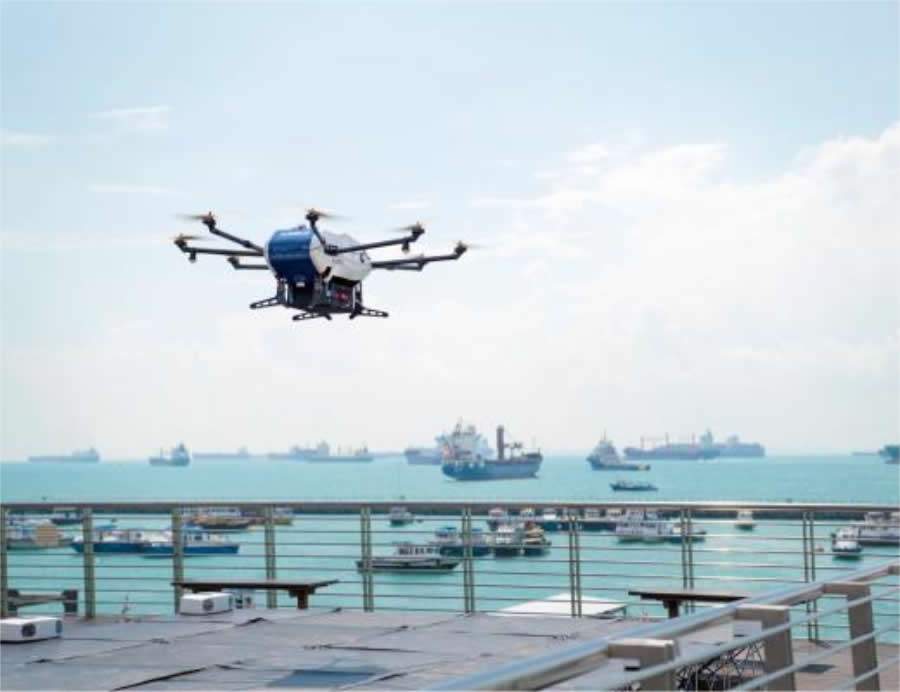 Drone Skyways da Airbus testa primeiras entregas do mundo da costa à embarcação