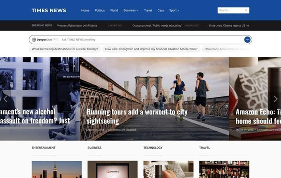  (Exemplo da interface do DeeperDive integrada a um portal, onde a IA transforma a leitura em conversa)