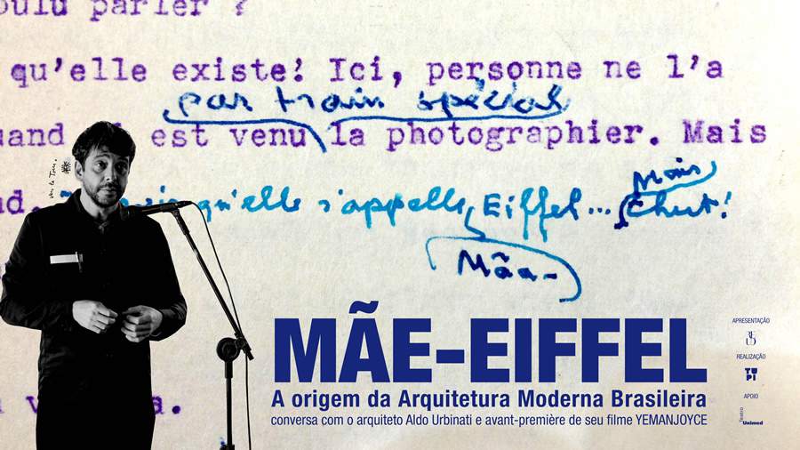 O palestrante Aldo Urbinati e originais do livro Le lotissemnet du ciel, de Blaise Cendrars (1949) (cr&eacute;ditos: divulga&ccedil;&atilde;o / Teatro Unimed)