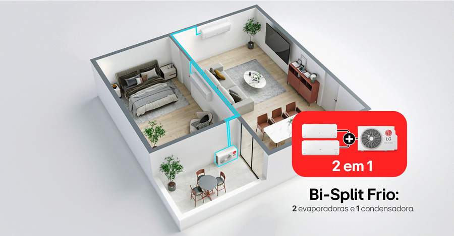 Modelo conta com compressor Dual Inverter, que permite economia de energia de at&eacute; 70%* e baixo n&iacute;vel de ru&iacute;do. Divulga&ccedil;&atilde;o: LG Electronics