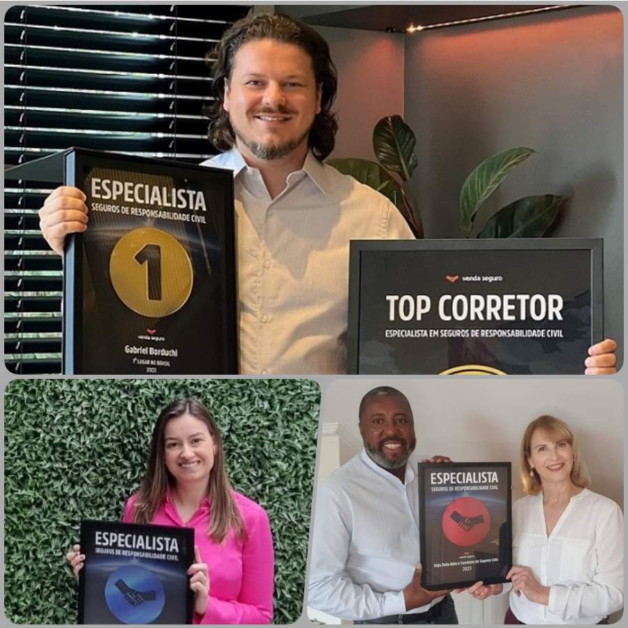 Foto (montagem) - Vencedores do pr&ecirc;mio em 2023: Gabriel Bittio Borduchi, Karla Marturelli Mattos Bernardino e o casal Suely Sandra Costa Silva e Claudinei Gon&ccedil;alves da Silva