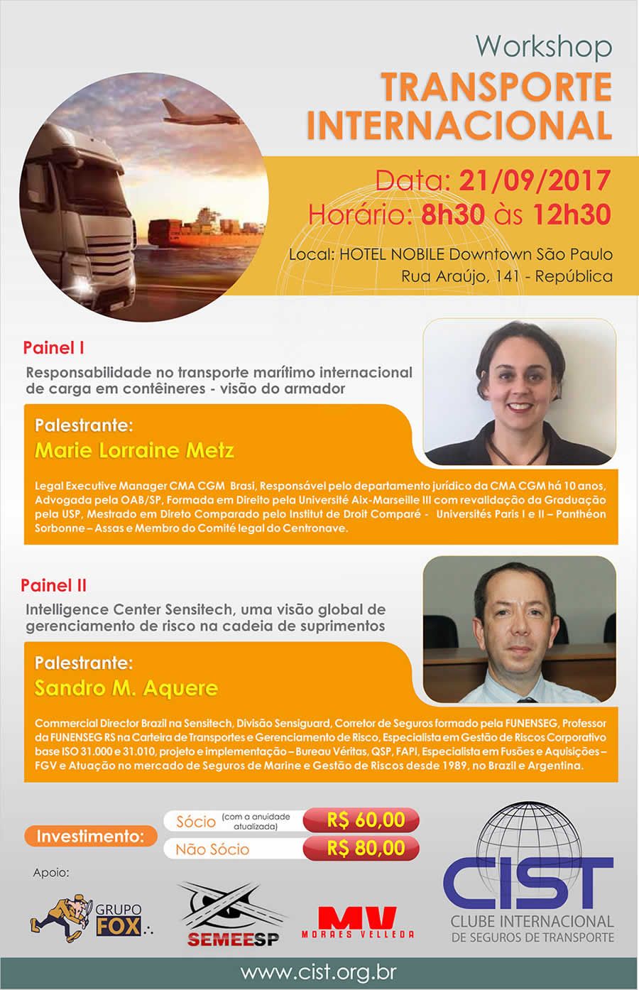 CIST - Encontro de Neg&oacute;cios | Workshop: "Transporte Internacional" | Hotel Nobile Downtown SP