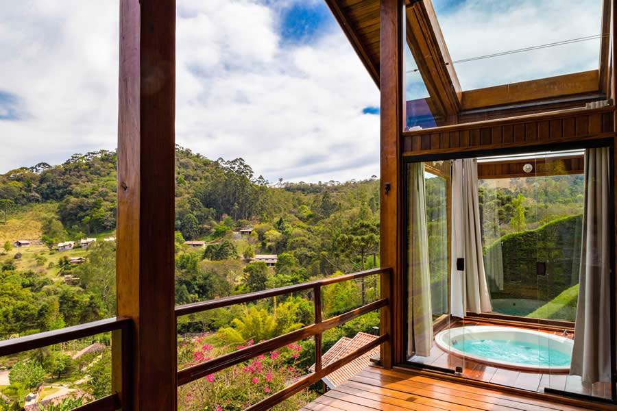 Vista de um dos chalés da Pousada Quatro Estações de Pinhal - Crédito: Wagner Ribeiro