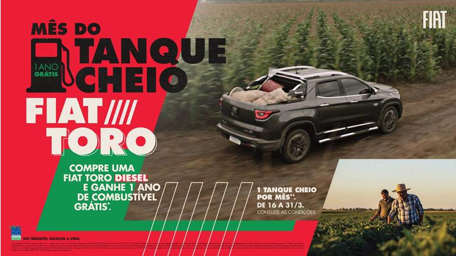 Fiat oferece um ano de tanque cheio para quem comprar Toro com motor Diesel