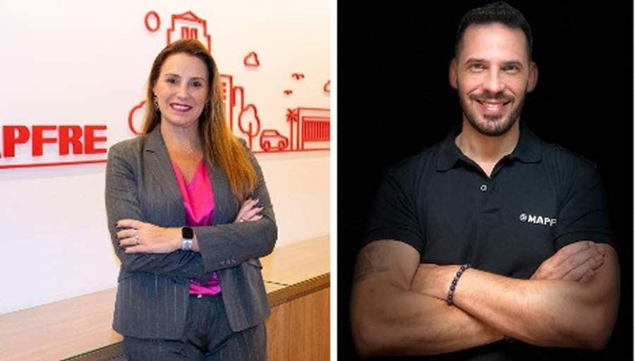 Carolina de Molla Lorenzatto, diretora comercial de Vida e Previd&ecirc;ncia da MAPFRE e Raphael Bauer, diretor comercial do canal corretor da MAPFRE. (Baixe as fotos em alta resolu&ccedil;&atilde;o no rodap&eacute;)
