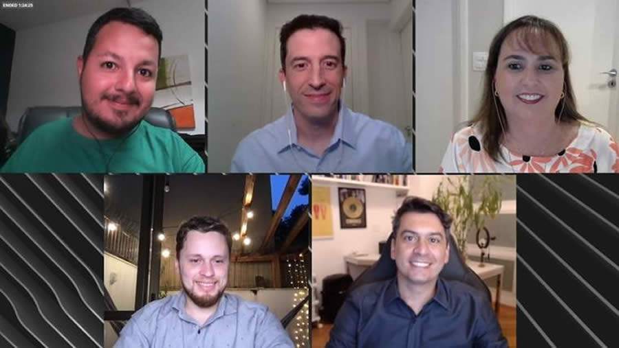 Em cima, da esquerda para direita: William Anthony (JRS); Flavio Zidan (Unimed); Tereza Veloso (SulAm&eacute;rica). Abaixo: Gustavo Herbstrith (Santa Casa de Porto Alegre) e Gustavo Guimar&atilde;es (D&rsquo;Or Consultoria)