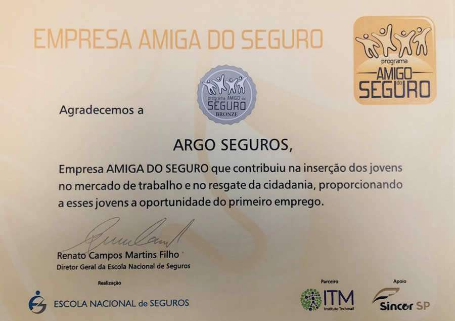 Certificado Empresa Amiga do Seguro
