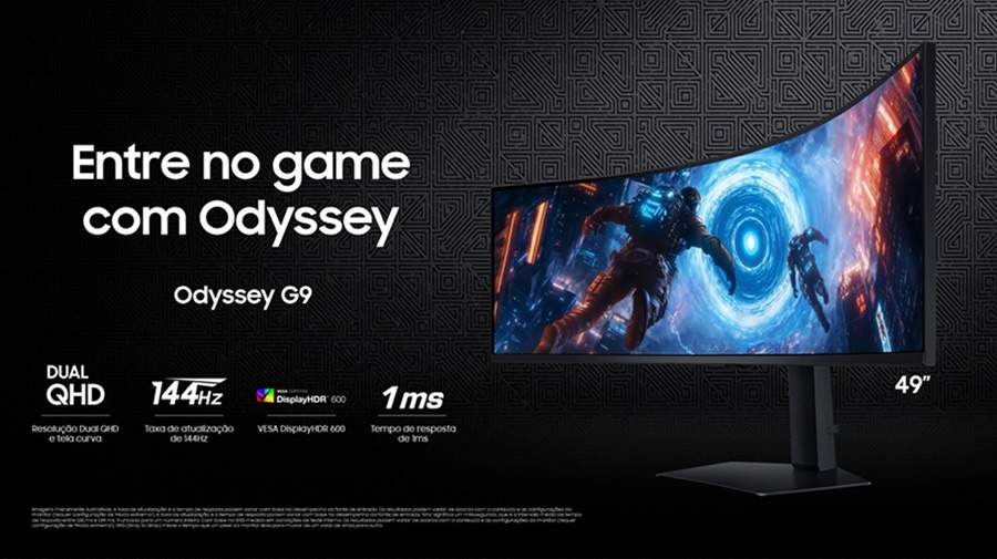 Monitor Odyssey G9, da Samsung. Imagem meramente ilustrativa.