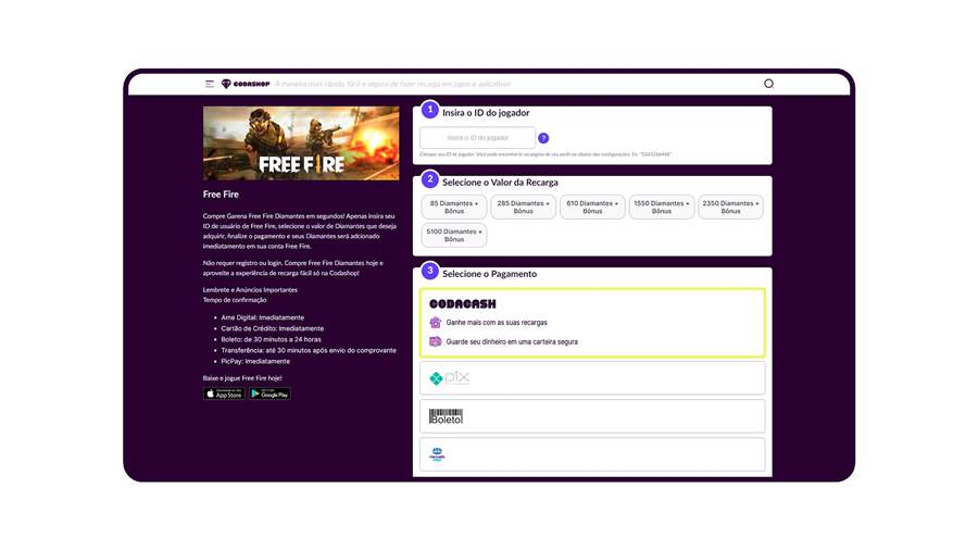 Codashop lan&ccedil;a Codacash no Brasil, carteira digital para recargas de jogos
