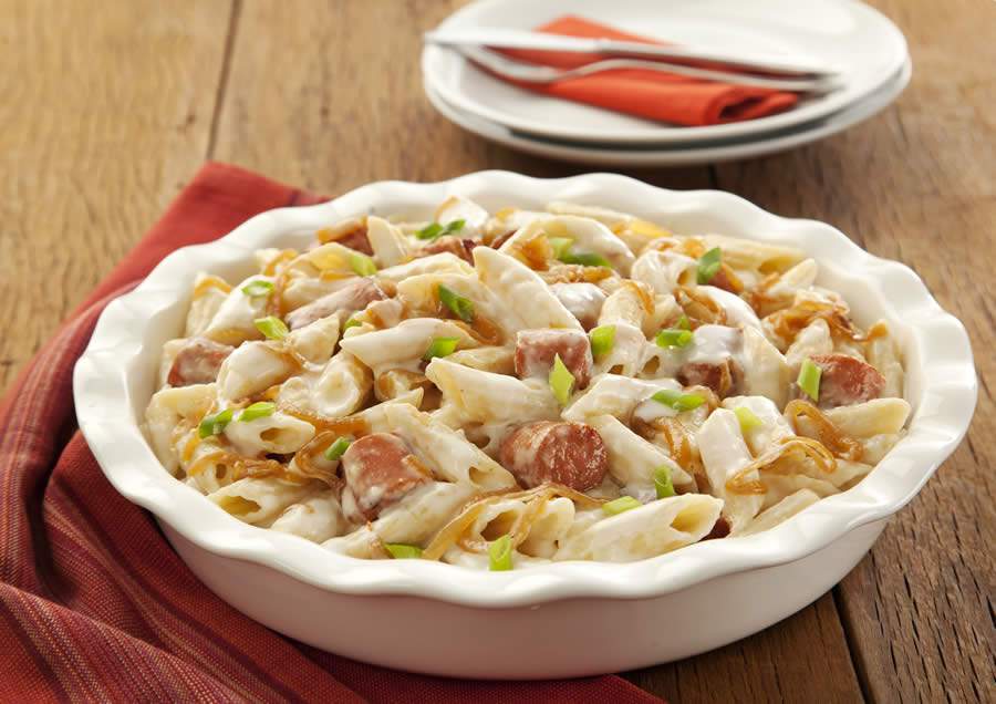 Penne ao Molho de Queijo e Linguiça - Divulgação Basilar