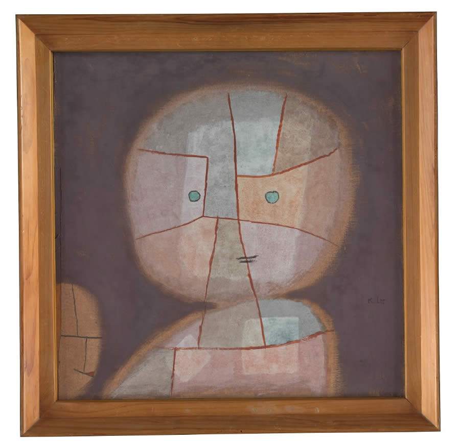 Paul Klee | Büste eines Kindes, 1933, 380 | Busto de uma criança | Aquarela sobre algodão sobre compensado; moldura original | 50,8 x 50,8 cm | Zentrum Paul Klee, Berna