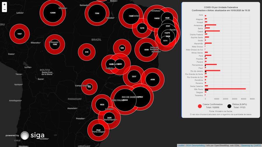 Startup de Maringá cria mapa com impacto econômico do coronavírus em cidades com mais de 100 mil habitantes