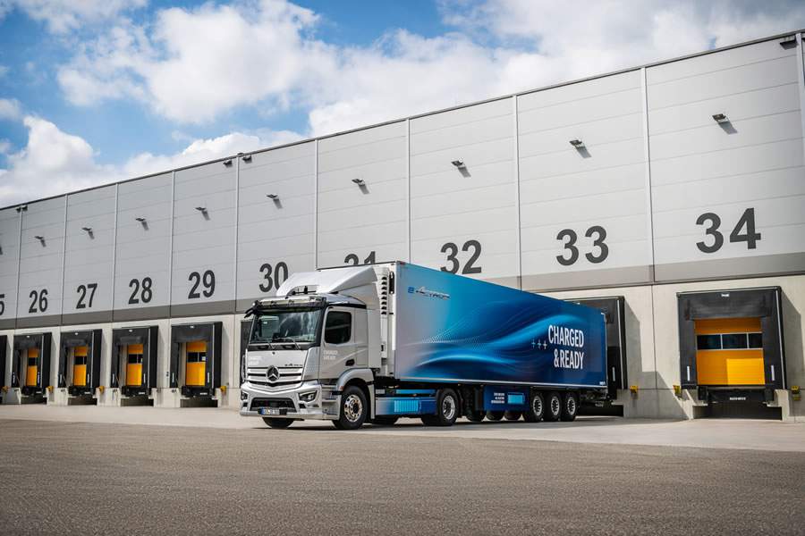 Mercedes-Benz Trucks eletrifica as entregas para a f&aacute;brica de W&ouml;rth