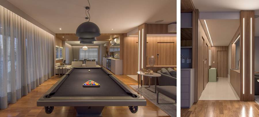 Inspira&ccedil;&atilde;o: Projeto de interiores explora diversas possibilidades de ilumina&ccedil;&atilde;o. Destaque para os perfis de led no painel de madeira da sala de estar, realizado pela dupla de arquitetas do escrit&oacute;rio Dantas &amp; Passos Arquitetura | Fotos de Herman Charles Christ &ndash; Buzina de Imagem