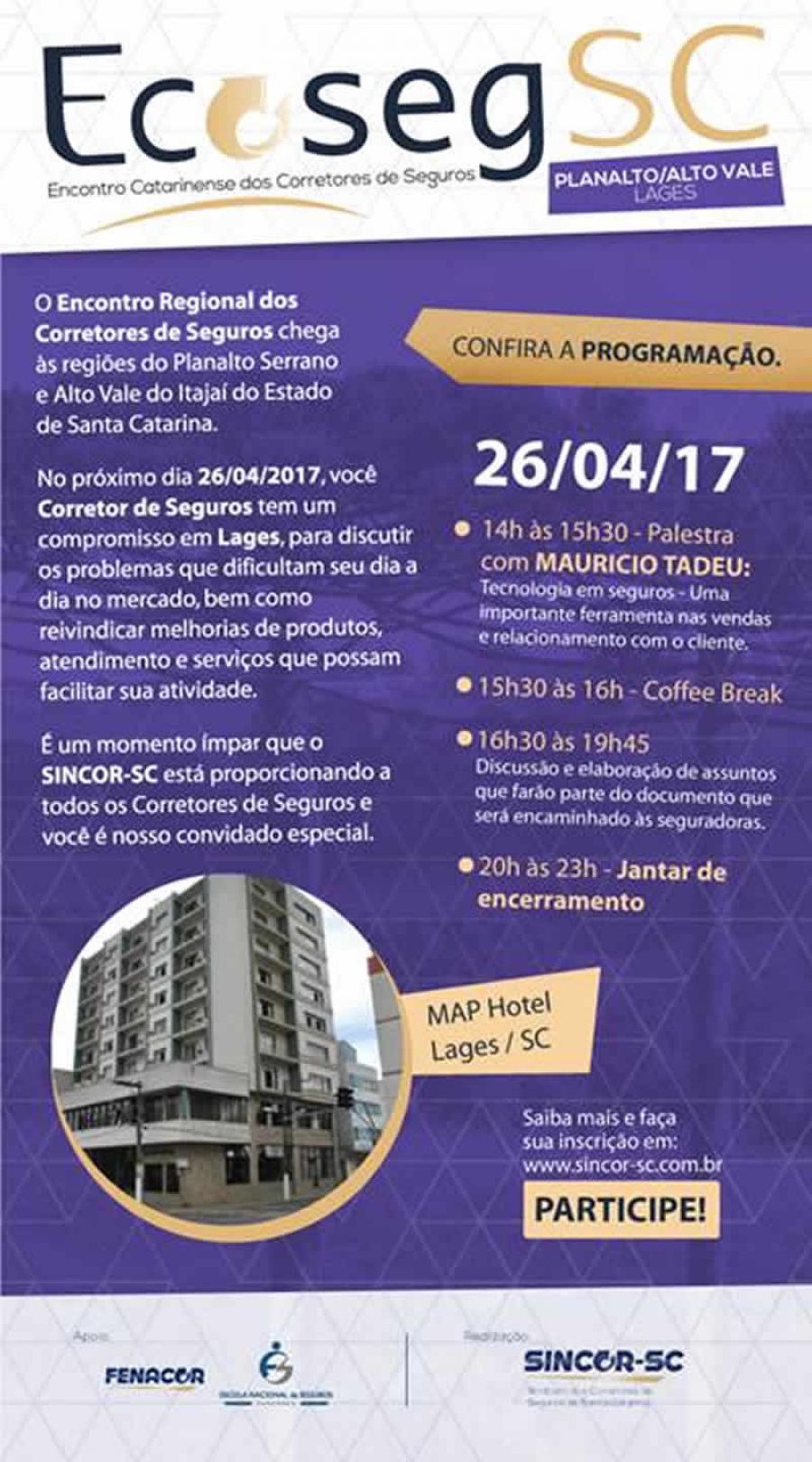 SINCOR-SC - Vem aí o Ecoseg Regional Planalto Serrano/Alto Vale