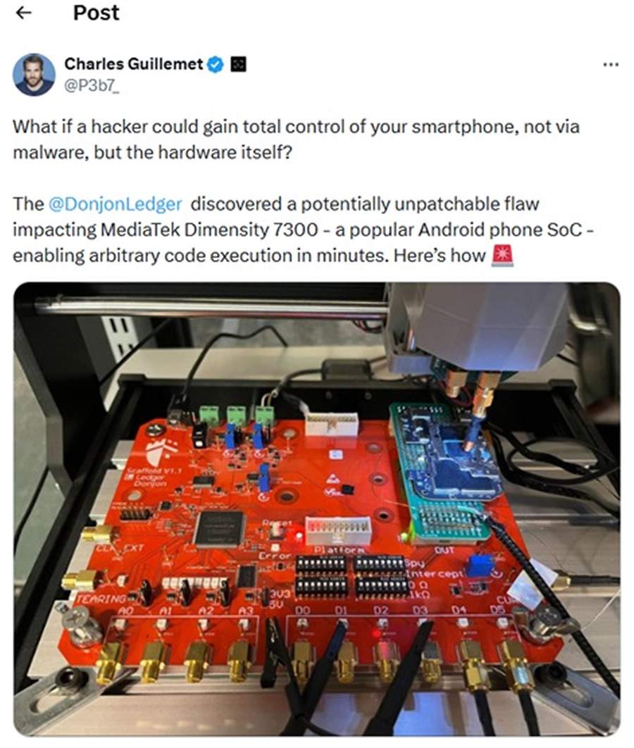 Tweet de Charles Guillemet, CTO da Ledger