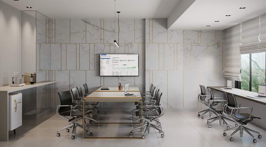 Sala de reunião também é inovação imobiliária disponível no novo lançamento da Brasal Incorporações - Divulgação Brasal Incorporações