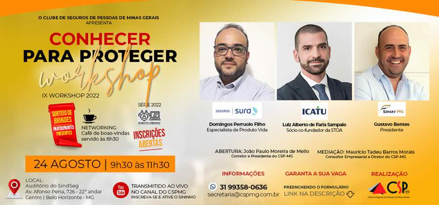 CSP-MG promove evento com as benem&eacute;ritas Seguros Sura, Icatu e Sincor-MG