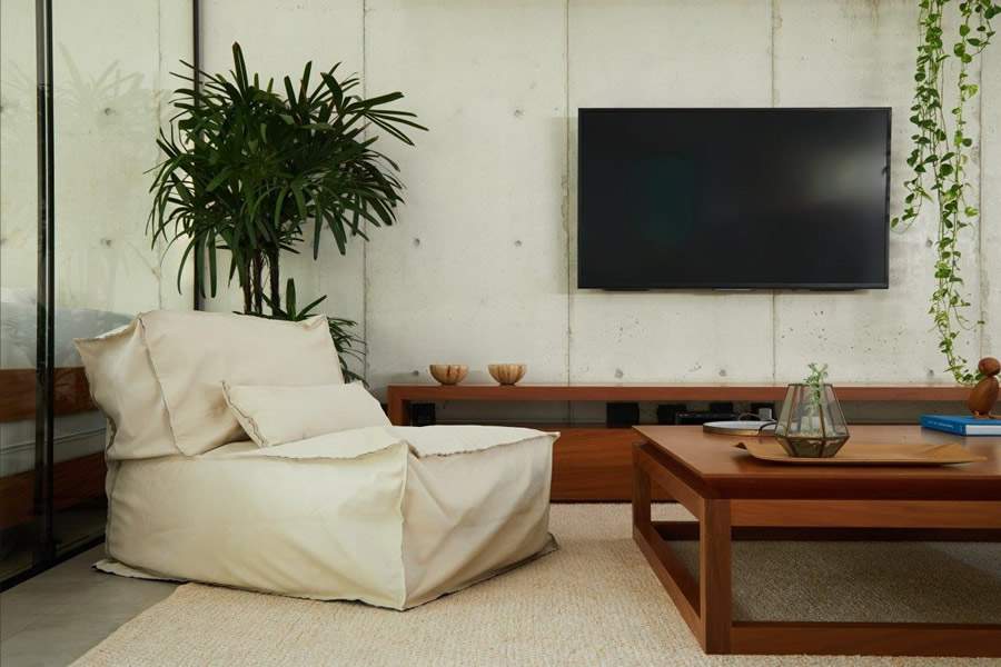 Bean Bag Poltrona Interna Couro &ndash; Cor Areia &ndash; Benji Home