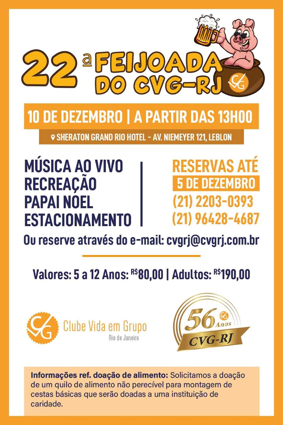 CVG-RJ anuncia sua tradicional feijoada