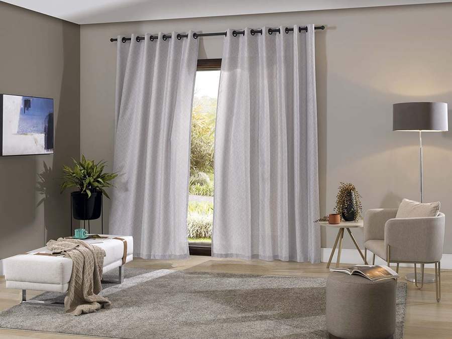 Cortina Rústica Panamá Bella Janela - Cor: Oásis Cinza