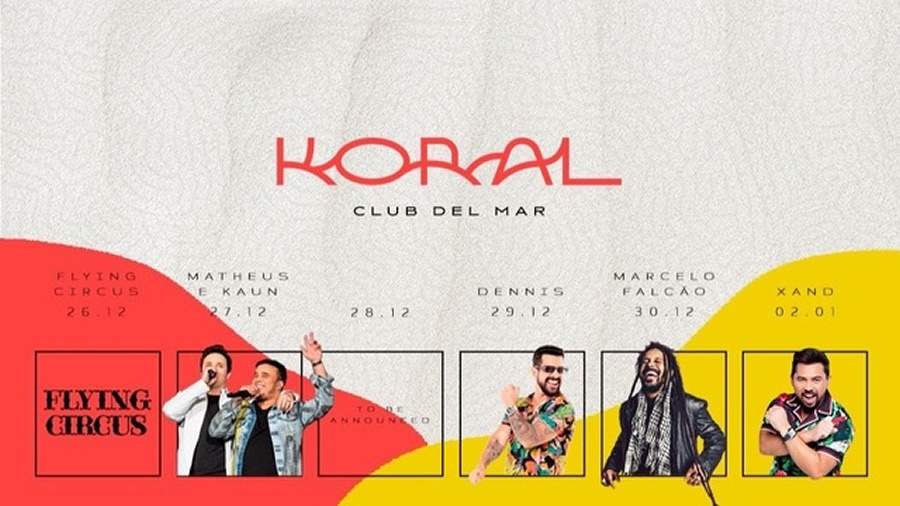 Dennis DJ, Marcelo Falc&atilde;o, Matheus e Kauan e Xand Avi&atilde;o prometem animar r&eacute;veillon na Praia do Patacho