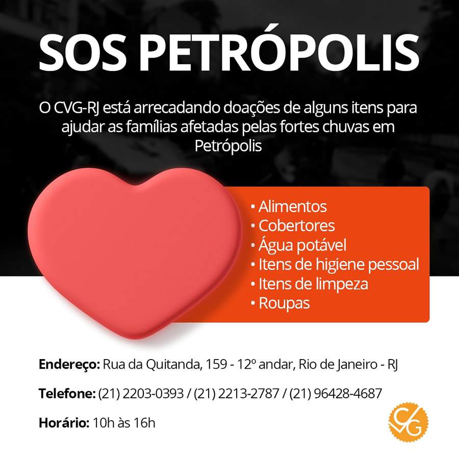 CVG-RJ na campanha SOS Petr&oacute;polis
