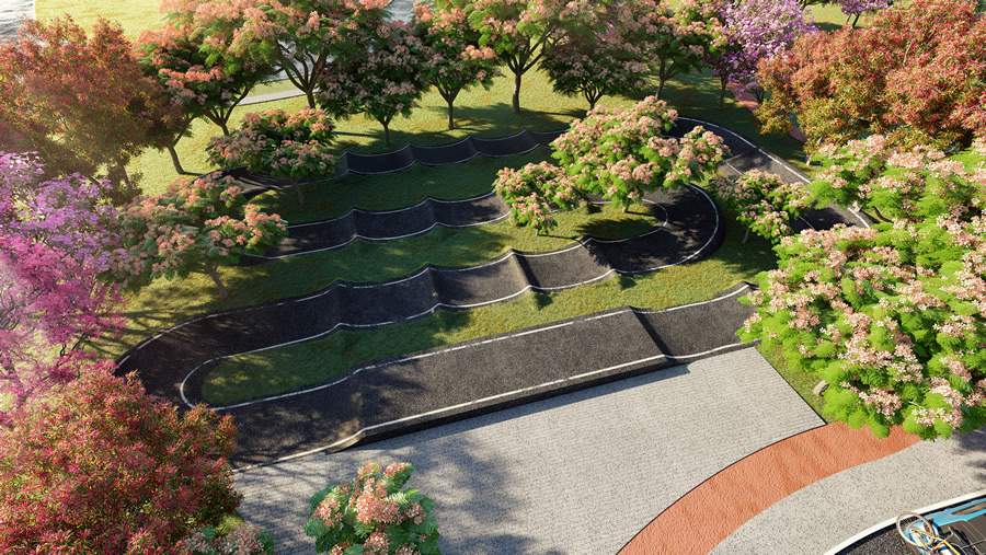 Outro diferencial presente no O&aacute;sis Laguna &eacute; a pista para bicicleta e skate, que tem tudo para ser sucesso entre os jovens - Divulga&ccedil;&atilde;o