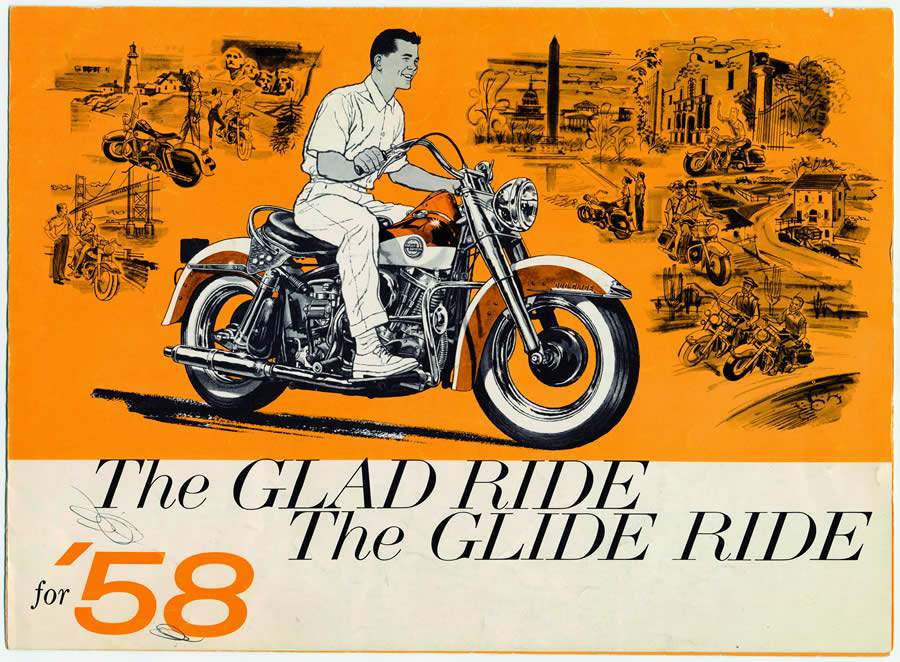 A suspensão traseira hidráulica veio para as Big Twins no modelo Duo Glide de 1958, a “emoção mais suave sobre rodas” - Divulgação/Harley-Davidson do Brasil