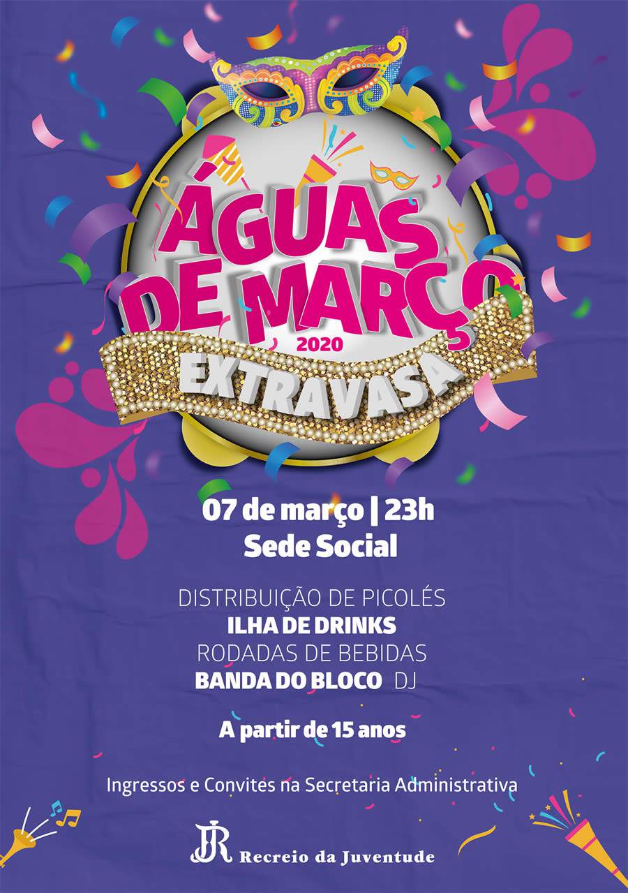 Extravasa” será o tema do baile de carnaval Águas de Março, promovido pelo Recreio da Juventude, de Caxias do Sul