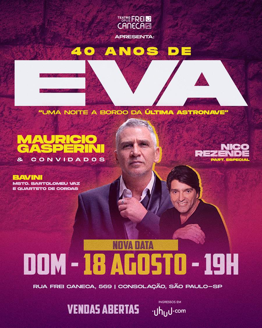 Maurício Gasperini Comemora “40 Anos De Eva” no Teatro Opus Frei Caneca