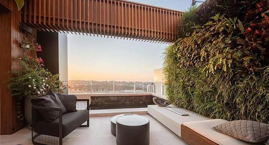 Jardim vertical Ecotelhado no projeto de Fernando Thunm