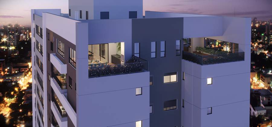 Vista do Rooftop do Blume Apartments - Projeção - imagem meramente ilustrativa