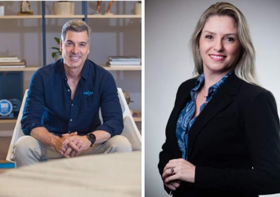 Andr&eacute; Turquetto, CEO da Veloe e Jacqueline Izabel, diretora de experi&ecirc;ncia de clientes da MAPFRE