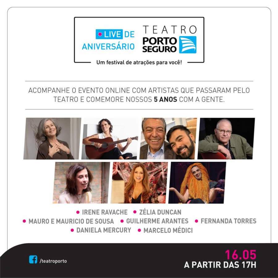 Teatro Porto Seguro promove live de aniversário com muitas atrações no dia 16 de maio