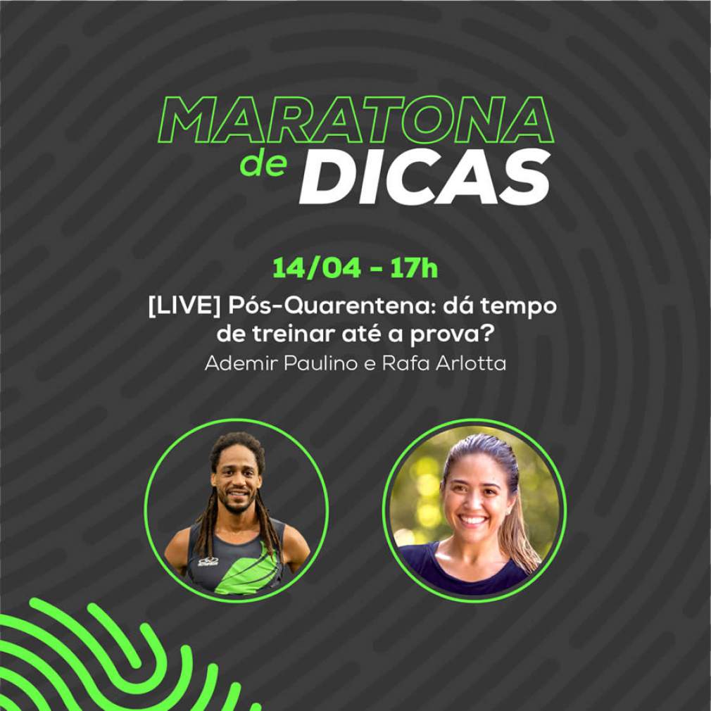 Maratona do Rio promove live sobre como manter a forma e retomar os treinos de rua após a quarentena