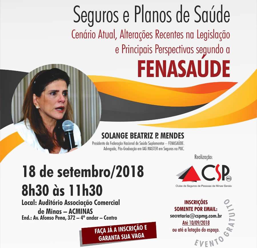 CSP-MG convida para o pr&oacute;ximo evento a Presidente da FenaSa&uacute;de