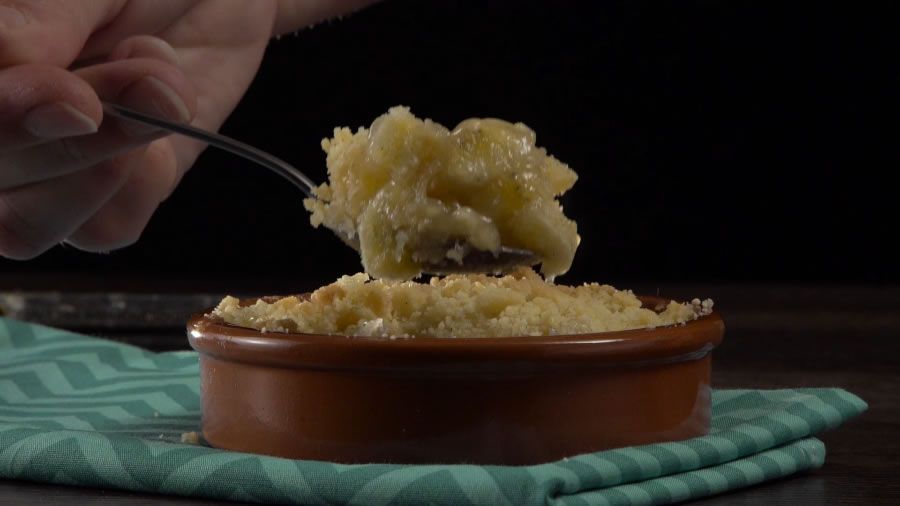 Crumble de banana com baunilha