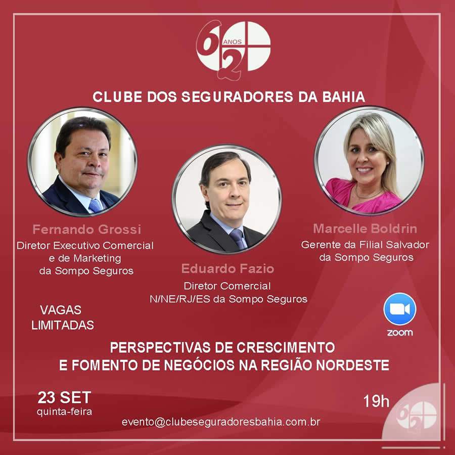 Live Clube de Seguradores da Bahia com Sompo Seguros - 3 palestrantes
