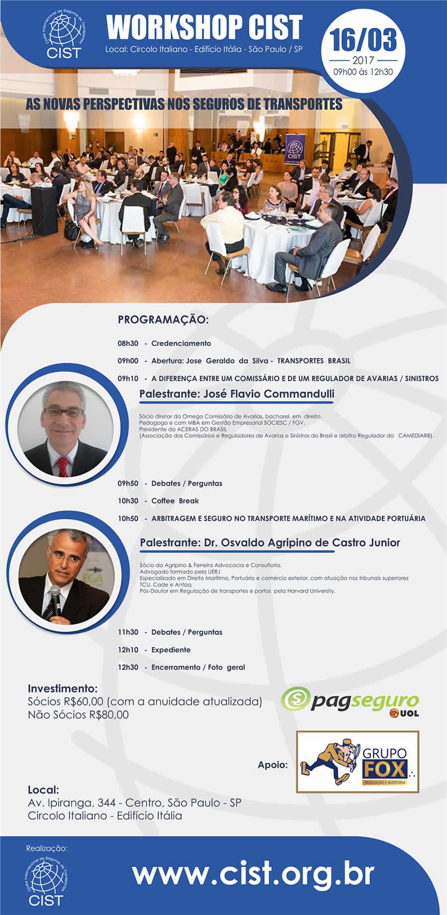 As Novas Perspectivas nos Seguros de Transportes - CIST Workshop em 16 de marco de 2017