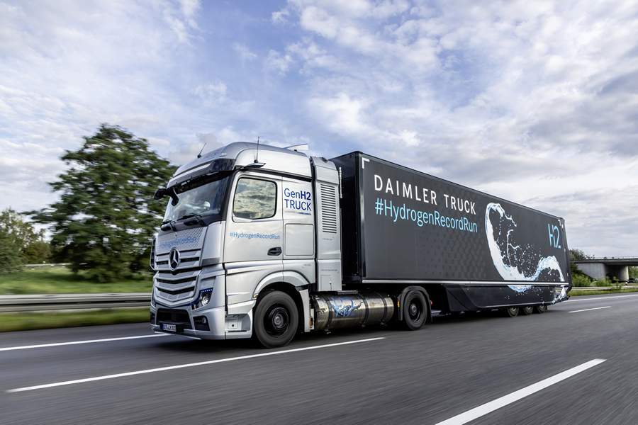 Daimler Truck #HydrogenRecordRun &ndash; o caminh&atilde;o Mercedes-Benz GenH2 ultrapassa a marca de 1.000 km com um abastecimento de hidrog&ecirc;nio l&iacute;quido