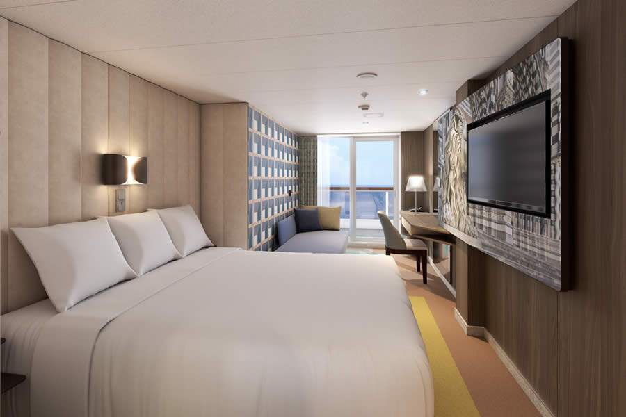 Cabine a bordo do Costa Smeralda - Divulgação