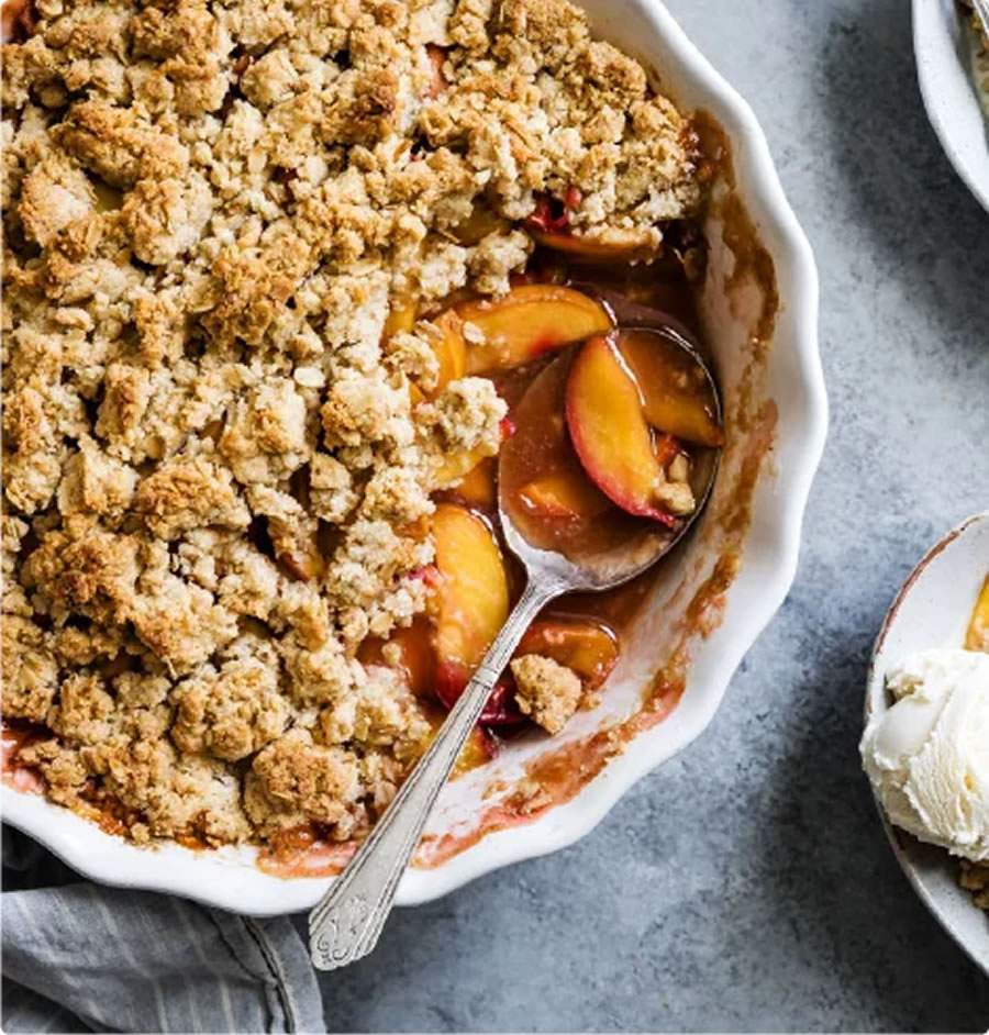 Crumble de Pêssego e Granola