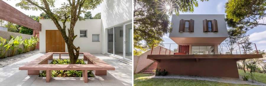   No cora&ccedil;&atilde;o da casa projetada pelo arquiteto Raphael Wittmann, uma imponente &aacute;rvore Jacarand&aacute; d&aacute; forma ao p&aacute;tio central, em torno do qual toda a resid&ecirc;ncia se organiza | Projeto Rawi Arquitetura | Fotos: Rafael Renzo